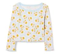 Amazon Essentials Girls' Long Sleeve Cropped Rib Top, Pale Blue Graphic Flower, 2 Years