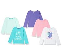Amazon Essentials Girls' Long-Sleeve T-Shirts, Pack of 5, Blue/Green/Pink/Purple/White Unicorn, 3 Years