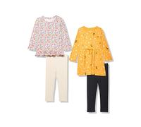 Amazon Essentials Girls' Long-Sleeved Outfit Set, Pack of 4, Gold/Ditsy Floral, 8 Years