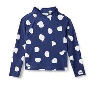Amazon Essentials Girls' Long-Sleeved Rashguard T-Shirt, Deep Blue Ivory Abstract Dots, 10 Years
