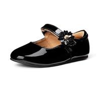 Amazon Essentials Girls' Mary Jane Flats, Black Patent, 2 Little Kid