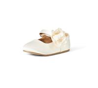 Amazon Essentials Girls' Mary Jane Flats, Cream Satin, 2 Little Kid