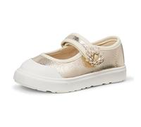 Amazon Essentials Girls' Mary Jane Trainers with Flower Appliqué, Metallic Gold, 6 UK Child