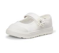Amazon Essentials Girls' Mary Jane Trainers with Flower Appliqué, White, 6 UK Child