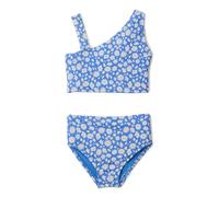 Amazon Essentials Girls' one shoulder two-piece Bikini swim Set, Blue Ditsy Floral, 11-12 Years
