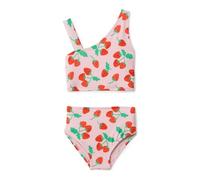 Amazon Essentials Girls' one shoulder two-piece Bikini swim Set, Pink Tomato Red Strawberries, 6-7 Years