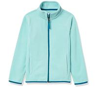 Amazon Essentials Girls' Polar Fleece Full-Zip Mock Jacket, Aqua Blue/Teal Blue, 6-7 Years