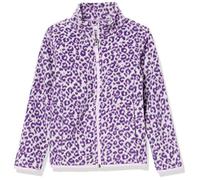 Amazon Essentials Girls' Polar Fleece Full-Zip Mock Jacket, Light Grey Heather Purple Leopard, 3 Years