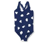 Amazon Essentials Girls' Quick-Dry Cross Back One-Piece Swimming Costume with 4-Way Stretch, Deep Blue Ivory Abstract Dots, 8 Years