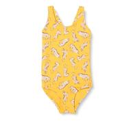 Amazon Essentials Girls' Quick-Dry Cross Back One-Piece Swimming Costume with 4-Way Stretch, Golden Yellow Beige Leopard, 3 Years
