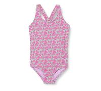 Amazon Essentials Girls' Quick-Dry Cross Back One-Piece Swimming Costume with 4-Way Stretch, Lilac Hot Pink Posey Floral, 8 Years