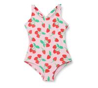 Amazon Essentials Girls' Quick-Dry Cross Back One-Piece Swimming Costume with 4-Way Stretch, Pink Tomato Red Strawberries, 3 Years