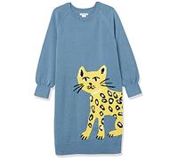 Amazon Essentials Girls' Raglan Jumper Dress, Blue Cat, 4 Years