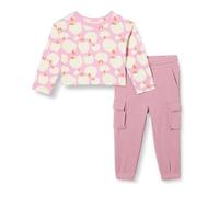 Amazon Essentials Girls' Relaxed-Fit Cotton Jersey Long-Sleeve T-Shirt And French Terry Pull-On Trousers Set, Apples/Mauve, 6-7 Years