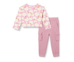 Amazon Essentials Girls' Relaxed-Fit Cotton Jersey Long-Sleeve T-Shirt And French Terry Pull-On Trousers Set, Multipacks