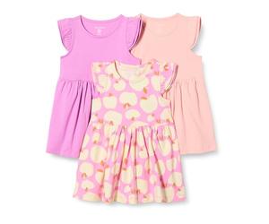Amazon Essentials Girls' Ruffle Jersey Tunic, Pack of 3, Apples/Mauve/Pink, 2 Years