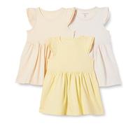 Amazon Essentials Girls' Ruffle Jersey Tunic, Pack of 3, Beige/Oatmeal Heather/Pastel Yellow, 4 Years