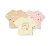 Amazon Essentials Girls' Short-Sleeve Cotton T-Shirts, Pack of 3, Cool Cat/Tiger/Tropical Fruit, 9 Years