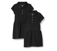 Amazon Essentials Girls' Short-Sleeve Pique Polo Dress, Pack of 2, Black, 6-7 Years