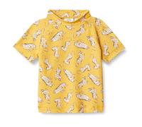 Amazon Essentials Girls' Short Sleeve Rashguard T-Shirt, Golden Yellow Beige Leopard, X-Large