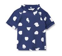 Amazon Essentials Girls' Short-Sleeved Rashguard T-Shirt, Deep Blue Ivory Abstract Dots, 8 Years