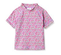 Amazon Essentials Girls' Short-Sleeved Rashguard T-Shirt, Lilac Hot Pink Posey Floral, 6-7 Years