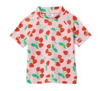 Amazon Essentials Girls' Short-Sleeved Rashguard T-Shirt, Pink Tomato Red Strawberries, 9 Years