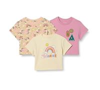Amazon Essentials Girls' Short-Sleeved T-Shirts, Pack of 3, Badges/Unicorn/Wander, 3 Years
