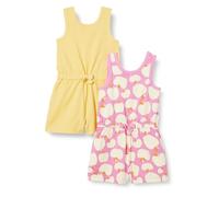 Amazon Essentials Girls' Sleeveless Knit Romper, Pack of 2, Warm Yellow/Apples, 4 Years