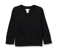 Amazon Essentials Girls' Slim-Fit Crewneck Cardigan Jumper, Black, 8 Years