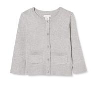 Amazon Essentials Girls' Slim-Fit Crewneck Cardigan Jumper, Light Grey Heather, 3 Years