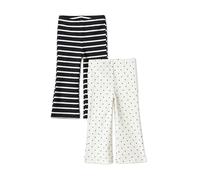 Amazon Essentials Girls' Slim-Fit Flare Knit Legging, Dots/Uneven Stripe, 4T