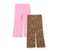 Amazon Essentials Girls' Slim-Fit Flare Knit Legging, Pack of 2, Bright Pink/Tan Leopard Print, 3T