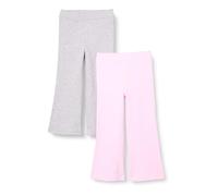 Amazon Essentials Girls' Slim-Fit Knit Flare Leggings, Pack of 2, Light Grey Heather/Pink, 4 Years