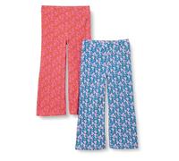 Amazon Essentials Girls' Slim-Fit Knit Flared Leggings, Pack of 2, Blue Posey Floral/Hot Pink Posey Floral, 11-12 Years