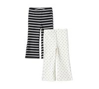 Amazon Essentials Girls' Slim-Fit Knit Flared Leggings, Pack of 2, Dots/Uneven Stripe, 9-10 Years