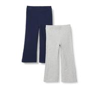Amazon Essentials Girls' Slim-Fit Knit Flared Leggings, Pack of 2, Light Grey Heather/Navy, 4 Years