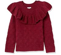 Amazon Essentials Girls' Soft Touch Ruffle Jumper, Raspberry Red Shearling, 4 Years