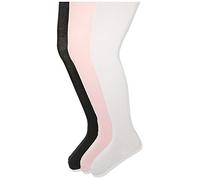 Amazon Essentials Girls' Stretchy Cotton Tights, 3 Pairs, White/Pink/Black, 2-4 Years
