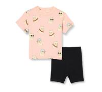 Amazon Essentials Girls' T-Shirt and Bike Short Set, Black/Cool Cat, 6-7 Years
