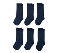 Amazon Essentials Girls' Uniform Knee High Socks, 6 Pairs, Navy, M (4-8 Years)