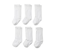 Amazon Essentials Girls' Uniform Knee High Socks, 6 Pairs, White, L (8-12 Years)