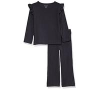 Amazon Essentials Girls' Wide-Ribbed Outfit Set, Pack of 2, Black, 10 Years