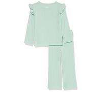 Amazon Essentials Girls' Wide-Ribbed Outfit Set, Pack of 2, Mint Green, 10 Years