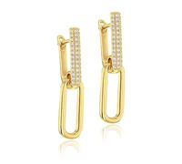 Amazon Essentials Gold Gilded Sterling Silver Pave Link Earrings (previously Amazon Collection)