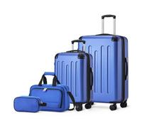 Amazon Essentials Hardside Luggage Set, 4-Piece, Large Suitcase, Carry-On Suitcase, Tote Bag, Compact Travel Bag, Expandable, Navy Blue (Previously Amazon Basics)