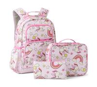 Amazon Essentials Kids School Backpack Set with Lunch Tote and Pencil Case - Multi-Pocket Tear-Resistant Student Day-pack - School Supplies Bundle - Pink - 3 Piece Set