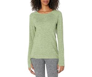 Amazon Essentials Long Sleeve Workout Top for Women, Brushed Tech Stretch Crewneck, Athletic, Small (Available in Plus Size), Army Green
