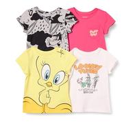 Amazon Essentials Looney Tunes Girls' Short-Sleeve T-Shirts, Pack of 4, Looney Tunes Tweety, 2 Years