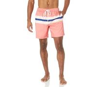 Amazon Essentials Men's 7" Quick-Dry Swimming Trunks - Discontinued Colours, Blue Coral Pink Stripes, S